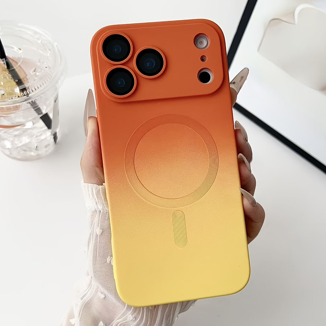 Magnetic Wireless Charging Phone Case Gradient Color For iPhone