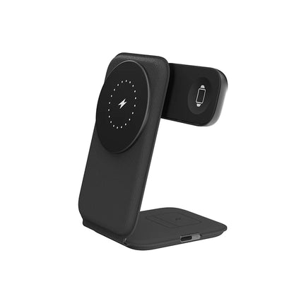 3-in-1 Leather Magnetic Foldable 15W Wireless Charging for iPhone Series