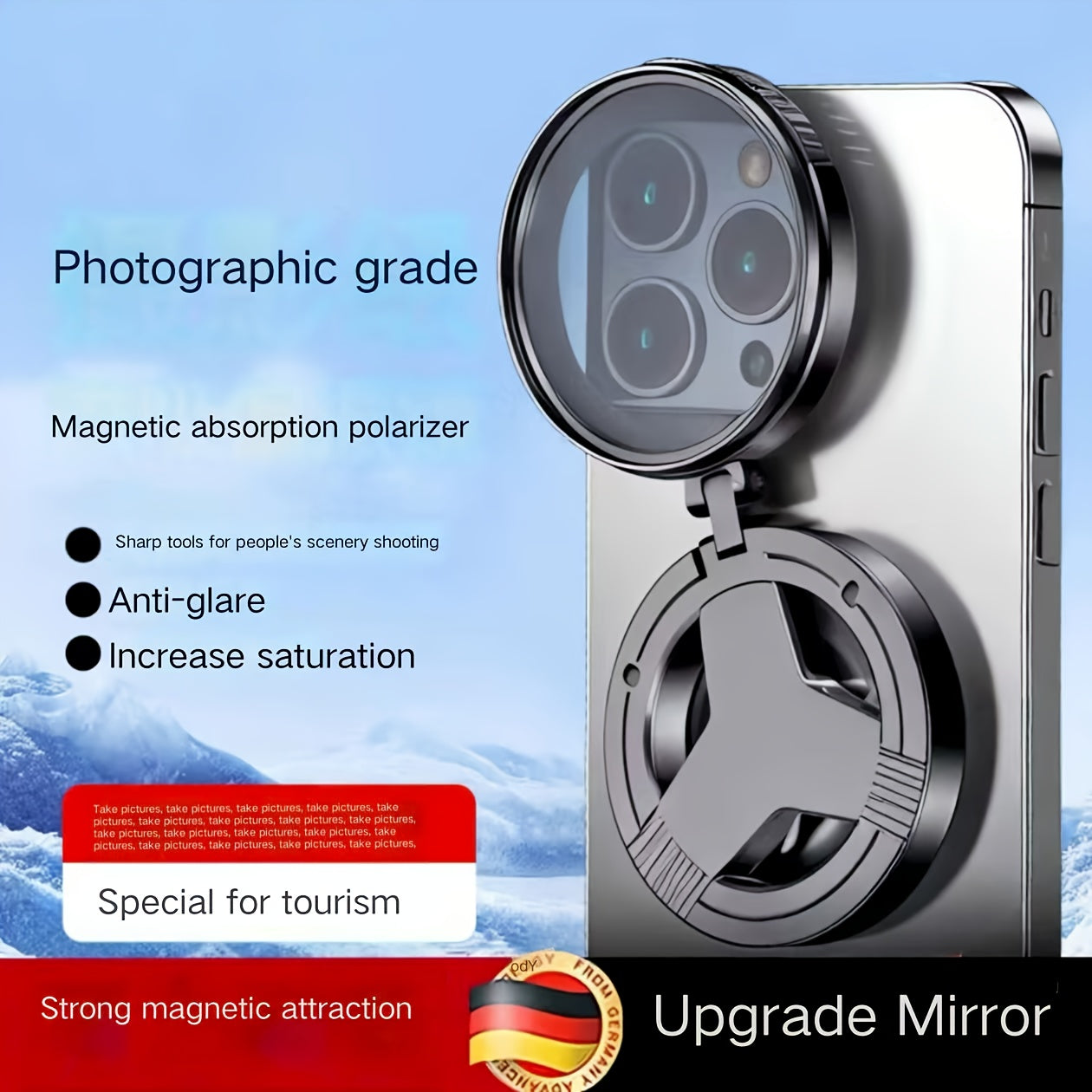 Magnetic CPL Polarizing Filter for Mobile Phones