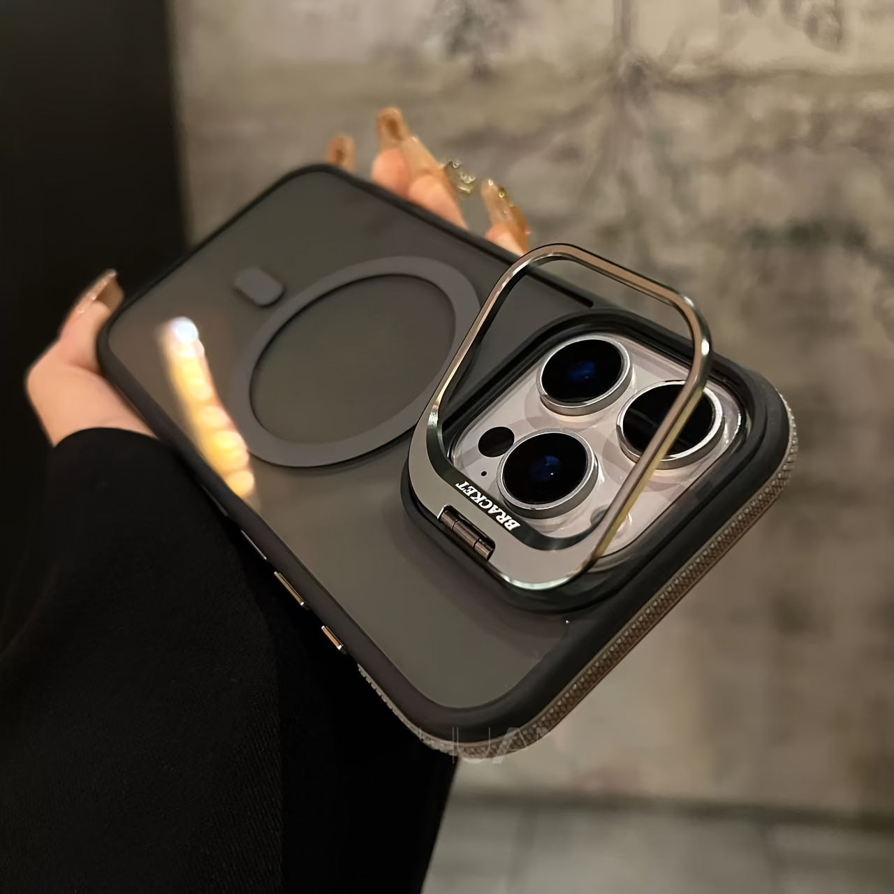 Magnetic Phone Case with Anti-Slip Edge Strip Stand Suitable for iPhone 17