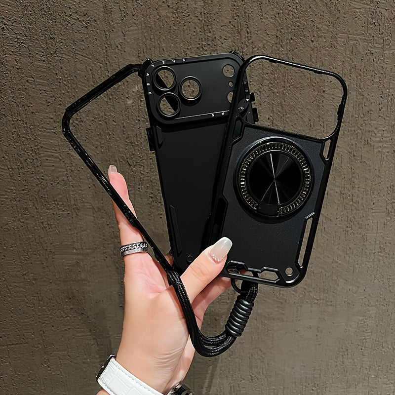 3-in-1 Shockproof Anti-Slip Stand Phone Case with Detachable Lanyard for iPhone 17