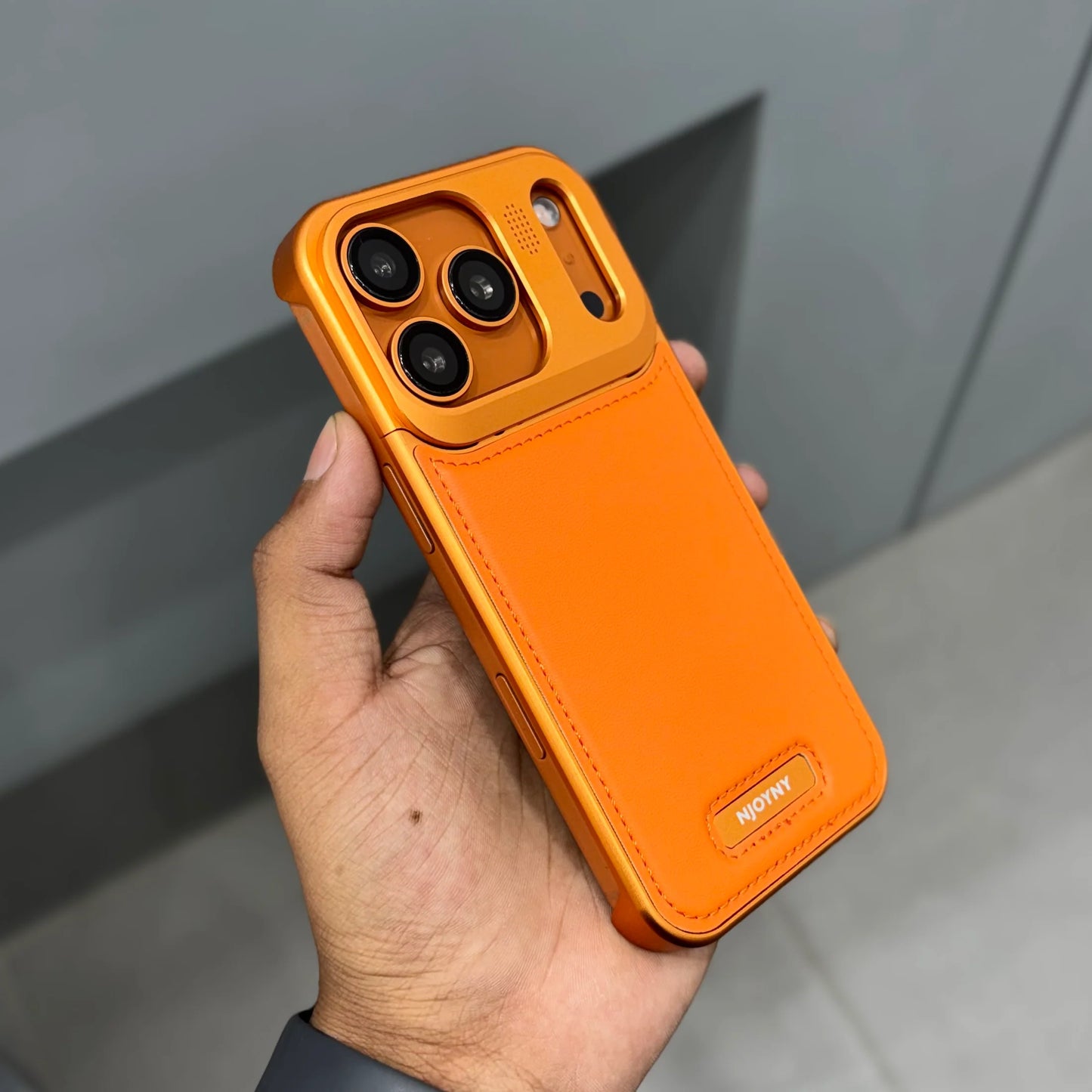 Metal Veagan Leather with Magsafe Case - Orange